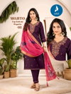 Majito By Kaya Vertican Embroidery Kurti With Bottom Dupatta Wholesalers In Surat